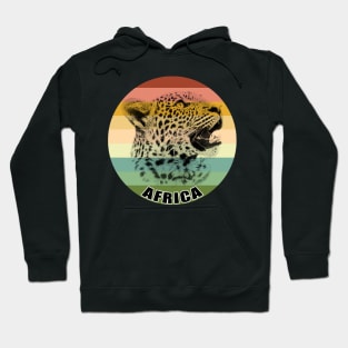 Inquisitive Young Leopard Close-up on Vintage Retro Africa Sunset Hoodie